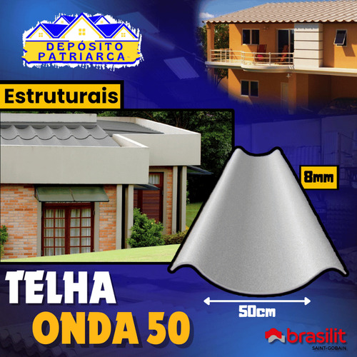 Telha Onda 50 Fibrocimento 3,20 X 0,60 Mt Brasilit