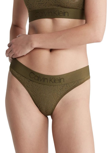Tanga Calvin Klein Encaje Cepillado Underwear Interior Mujer