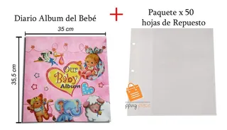 Diario  Album Del Bebe 35x35,5cm Mas 50 Hojas De Repuesto