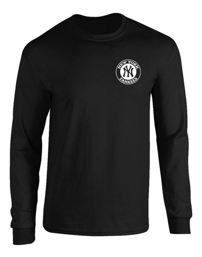 Camibuso Negro Camiseta Manga Larga Yankees New York