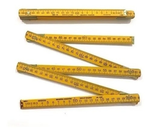 Imagen 2 de 6 de Metro De Madera Carpintero Plegable 1mts Simple Racort