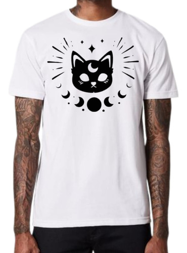 Remera De Gato Negro Psicodélico / Exclusivo / Diseño Único