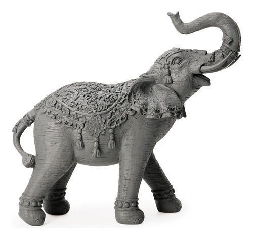 Escultura Decorativa Elefante Em Poliresina 32cm 16061 Mart Cor Cinza