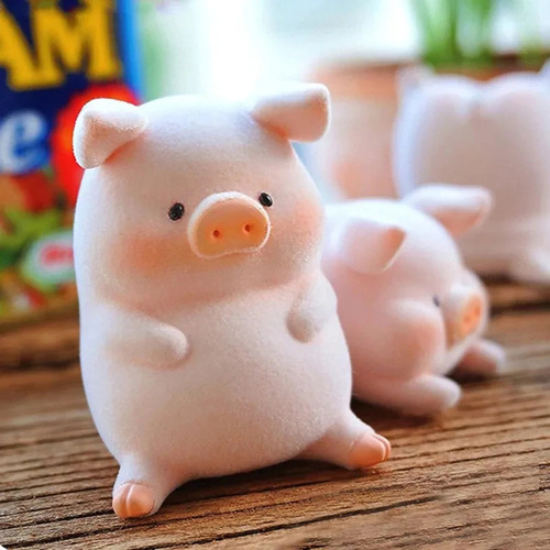 Figura Decorativa Cerdito Rosa Cute Piggy Automóvil