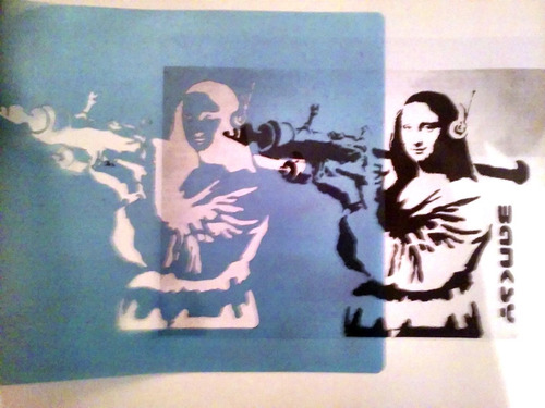 Stencil Plantilla Banksy Monalisa Bazooka A Pedido