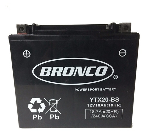 Imagen 1 de 5 de Batería Para Moto Bronco Ytx20-bs Sellada Gel