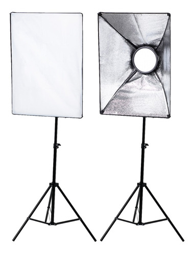 Imagen 3 de 10 de Kit 2 Paneles Led48w Softbox 50x70cm Tripode Bolso Visico