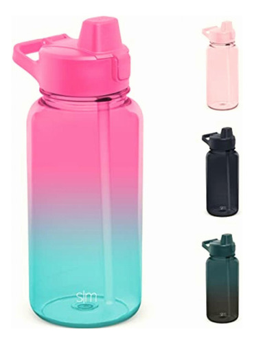 Simple Modern Botella De Agua De Plástico Con Tapa De Color Sombreado: Sorbete