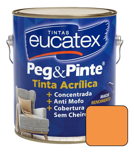 Tinta Eucatex acrilica pintura parede Peg e Pinte 3,6L cores cor Doce-de-abóbora