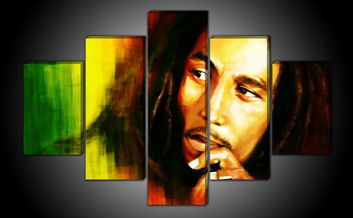 Cuadro Moderno Bob Marley 5 Piezas 1.14x1.85m.