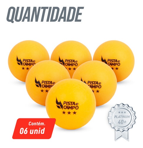 Kit 6 Bolas Ping Pong Tênis De Mesa 3 Estrelas 40+ Laranja