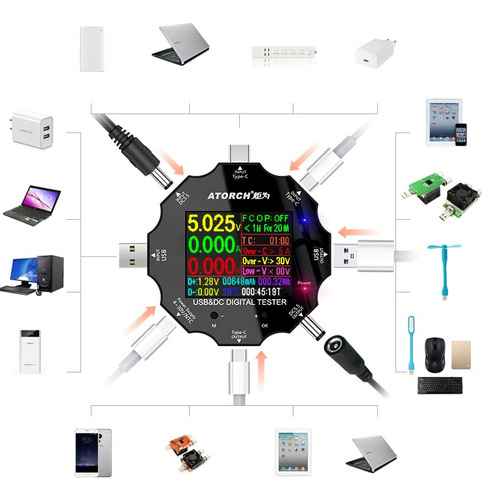 (ud18(usb Meter)) - Usb C Tester, 3 In 1 Type C Dc5.5 U...