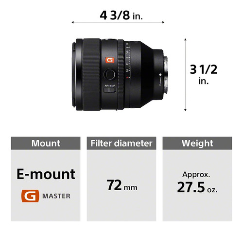 Lente Sony Fe 50mm F1.2 Gm (sel50f12gm) Full-frame Com Acc