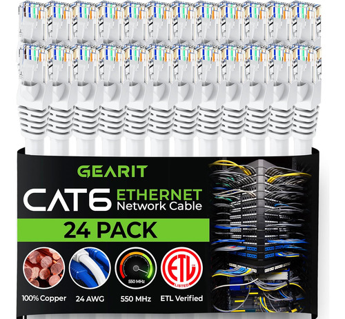Gearit Cable Ethernet Cat 6 De 7 Pies (paquete De 24) - C...