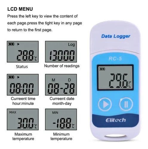 Datos De Temperatura Usb Digitales De Alta Precisión 3x Rc-5