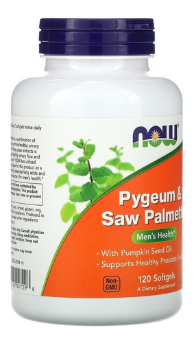 Now Foods Pygeum & Saw Palmetto Salud Masculina 120caps Sfn Sabor Sin sabor