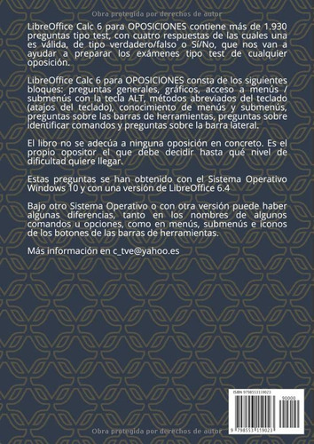 Libreoffice Calc 6 Para Oposiciones: +1.930 Preguntas Tipo T