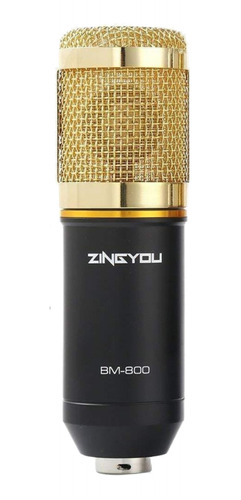 Imagen 1 de 3 de Micrófono Zingyou BM-800 condensador cardioide negro/dorado