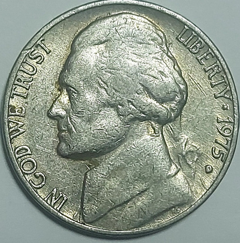 5 Centavos  Jefferson Nickel  Estadounidense De 1975 D