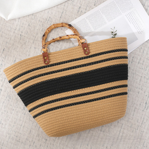 Bolso De Mano De Cuerda De Algodón Tejido