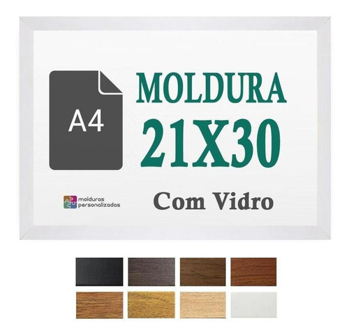 Moldura Branca 21x30 Cm Para Quadro Arte A4 Diploma Vidro