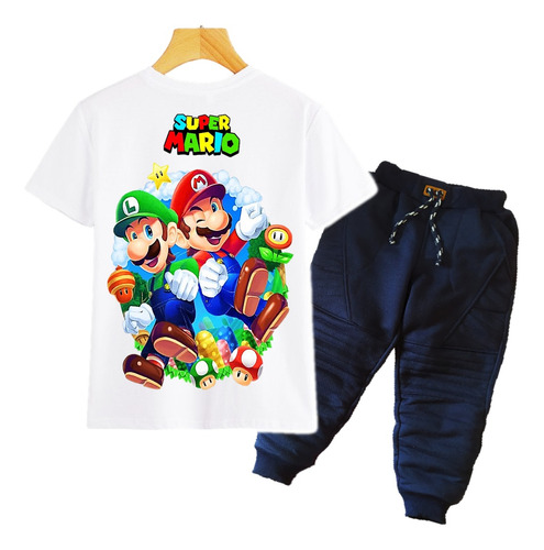 Conjuntos Para Niños De Mario Bros - Camiseta Y Jogger