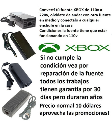 Transformador Xbox One Y 360 Convertí Tu Fuente 110v A 220v 