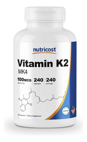 Vitamina Vitamin K2 Más Potente 100mcg 240 Caps Eg T06