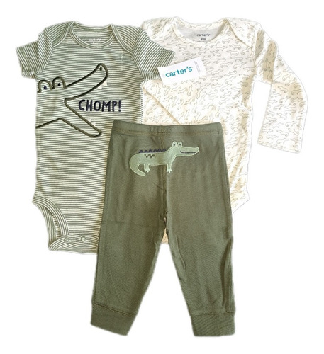 Carters 3 Piezas Algodón Con Aplique 2 Bodys Pantalón Bebés