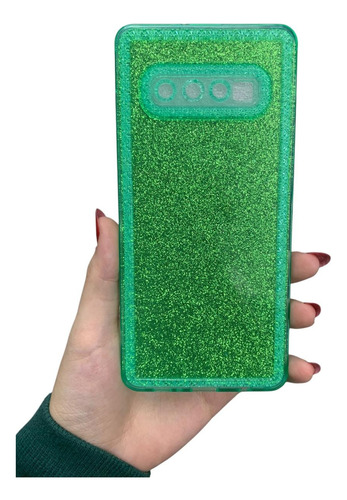 Funda Tpu Brillosa Para Samsung S10 Plus Verde Brillosa