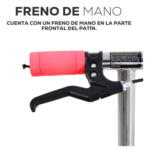 Patín Infantil Scooter 3 Ruedas Con Freno Delantero Luz Led Color Rojo YUB-101A
