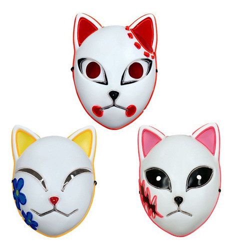 Mascarilla De Cara De Gato Con Luces Led Demon Slayer