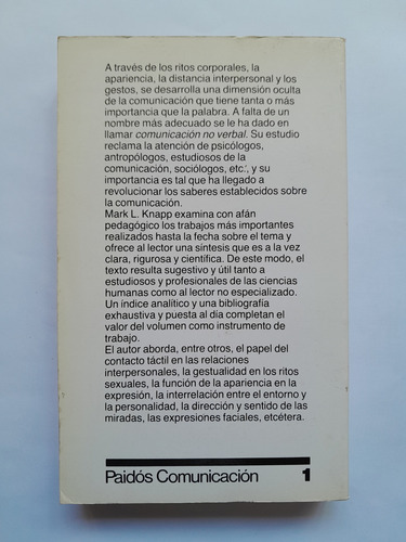 La Comunicación No Verbal El Cuerpo Y El Entorno - M L Knapp (Usado)