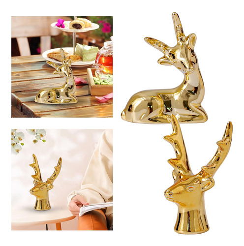 Figuritas De Renos, Estatuas De Ciervos Chapadas Para La