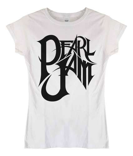 Polera Mujer Pearl Jam Logo Negro Rock Abominatron