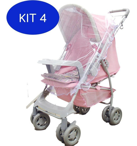 Kit 4 Mosquiteiro Para Carrinho De Bebê - Lilás