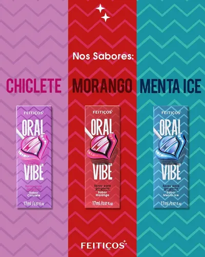 Gel Beijável Oral Vibe Chiclete Spray P/ Garganta Deslizante