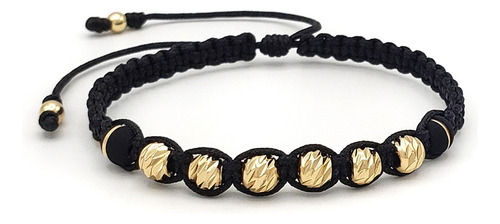 Pulsera Tejida Neopreno Oro Laminado 18k Diamantado