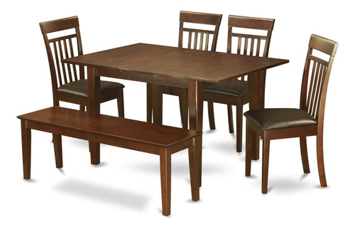 East West Furniture Juego De Mesa De Comedor, 6 Piezas, Aca.