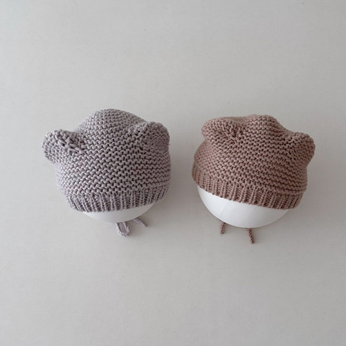 Gorro De Punto Para Bebé Con Orejas De Gato (r), Color Liso,