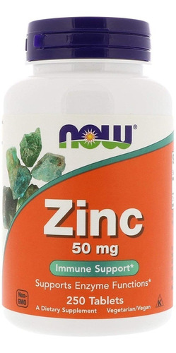 Zinc  50 Mg  250 Tabletas Now Foods Gran Mineral 