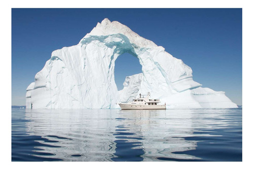 Vinilo 50x75cm Iceberg Bote Mar Helado Hielo Blanco N1