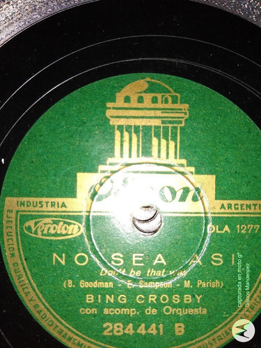 Pasta Bing Crosby Con Acomp Orquesta Odeon C115