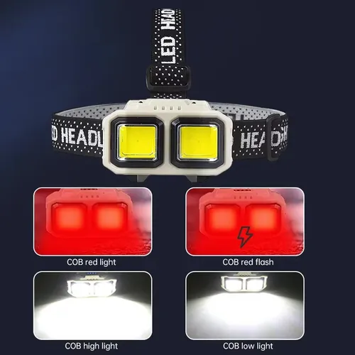 Linterna Frontal Minero Led Roja Y Blanca