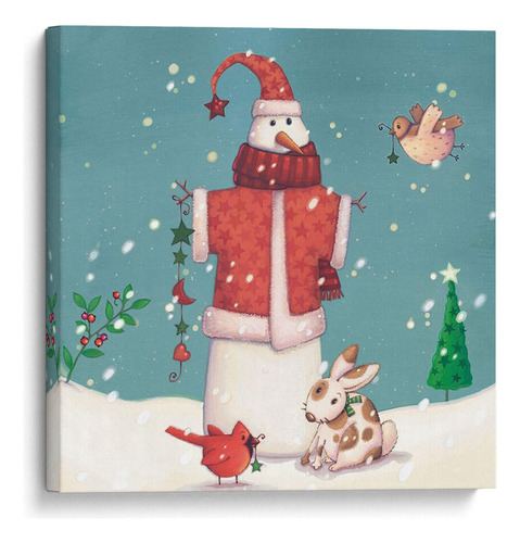 Canvas Lab Cuadro Muñeco De Nieve Folclórico Ii 60x60