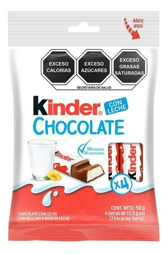 8 Pzas Chocolate Kinder Con Relleno A Base De Leche 4 Pzas