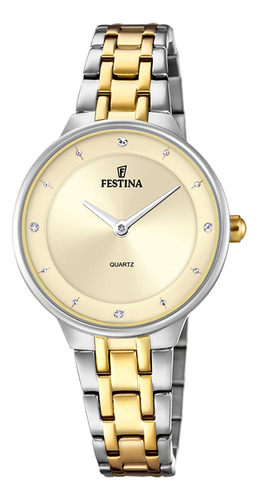 Relógio Festina Mademoiselle Feminino Aço Dourado E Pratead