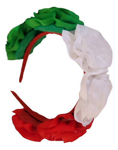 Diadema Tricolor De Flores De Listón 3pz