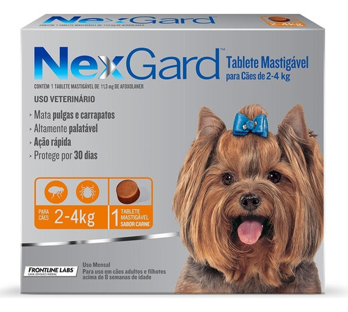 Antipulgas E Carrapatos Nexgard Para Cães De 2 A 4 Kg - 01cp