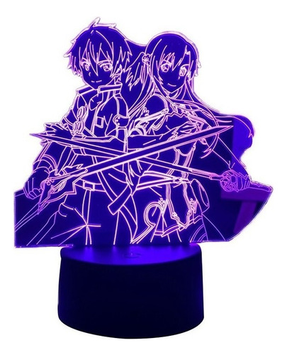 3d Led Night Light Anime Sword Art Online Kirito Y Asuna F